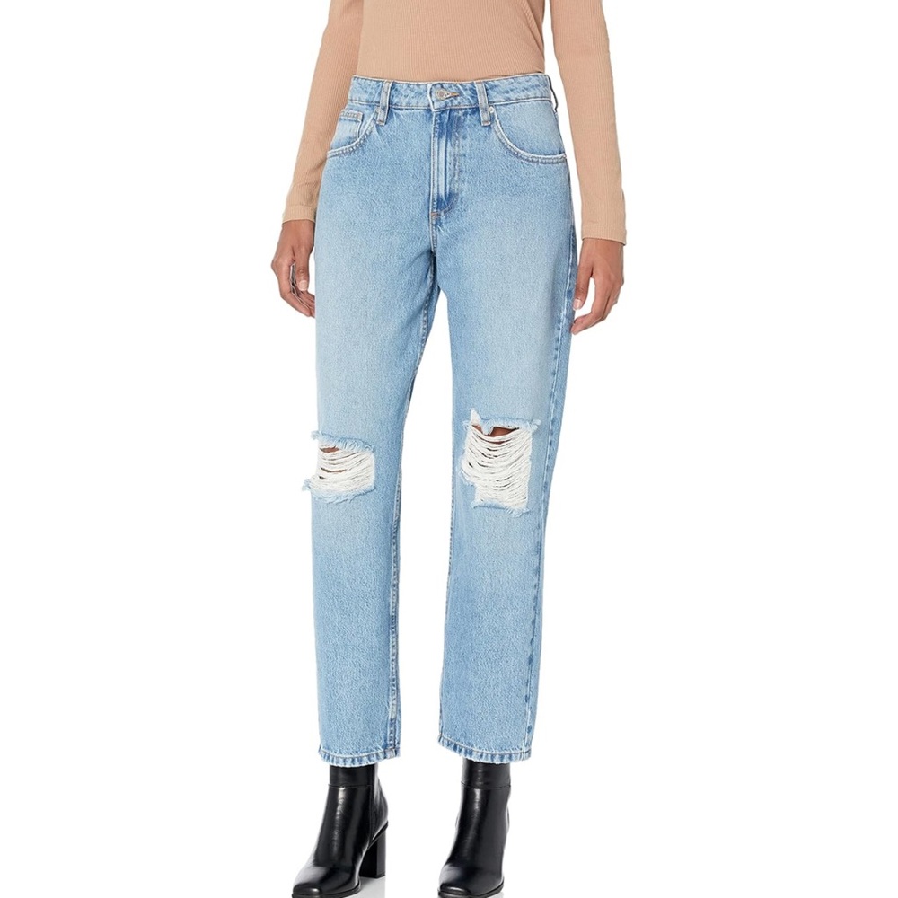 The Drop Women's Luca High-Rise Distressed Loose Straight-Fit Jeans  - Size 31